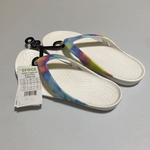 Crocs flip flops multi-color size: w6 NWT